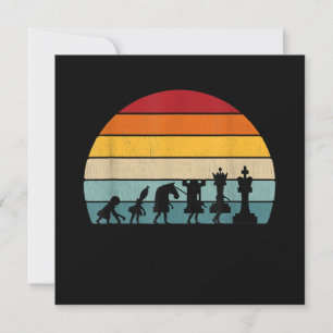 Invitación Regalo Retro Vintage Evolución Ajedrez Para Un Aje