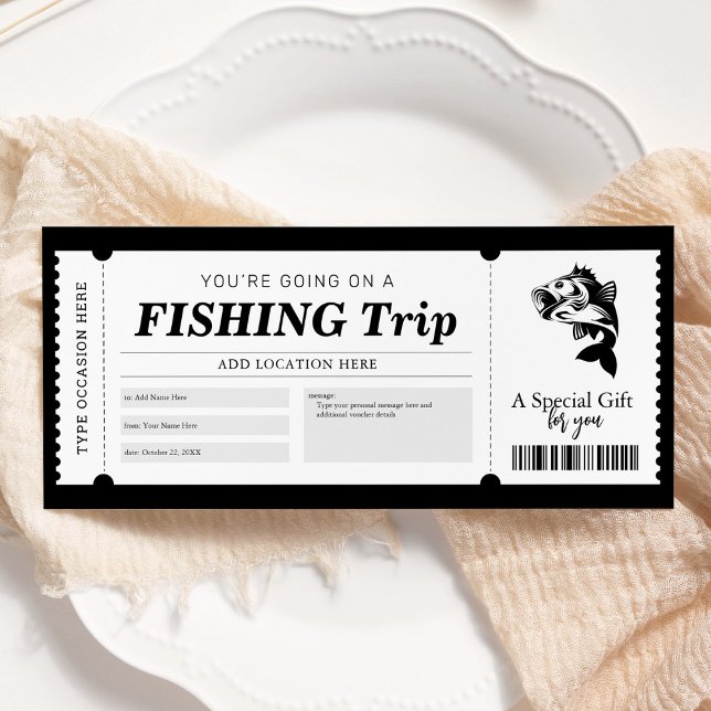 Invitación Regalo sorpresa de viaje de pesca Entrada Voucher (Subido por el creador)