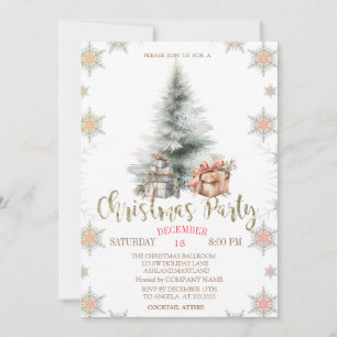 Invitación Regalos de árbol de Navidad Copos de nieve