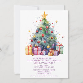 Invitación Regalos de árbol de Navidad Fiesta morada