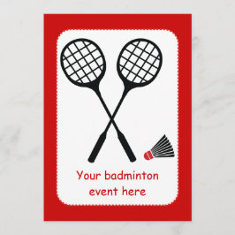 Invitación Regalos de bádminton, personalizado de racquet y d