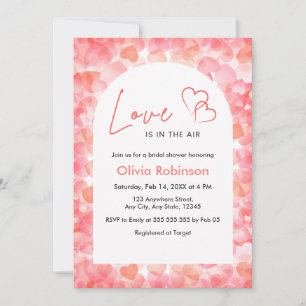 Invitación Regalos de boda Corazones Rojos El amor está en el