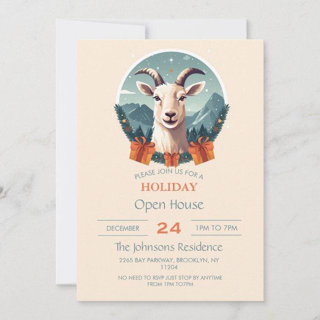 Invitación Regalos de cabra de los navidades (Anverso)