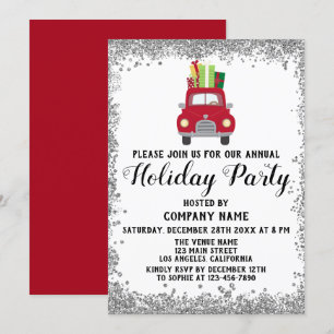 Invitación Regalos de Camión Rojo Navideño Fiesta de Empresa 
