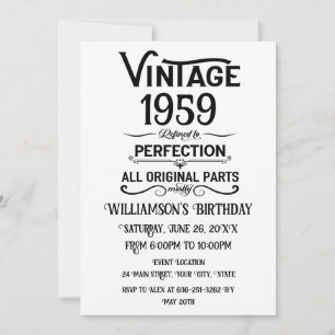 Invitación Regalos de cumpleaños 65 de época perosnalizados n