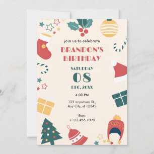 Invitación regalos de cumpleaños de Navidad