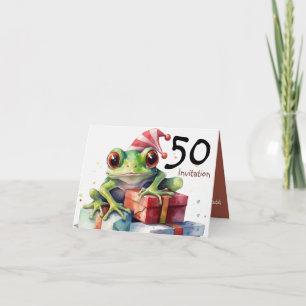 Invitación Regalos de cumpleaños número 50 del sapo envueltos