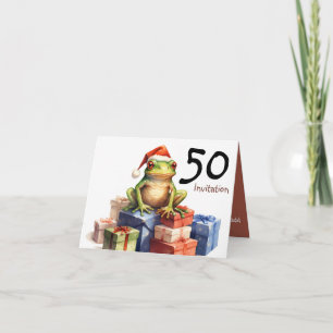Invitación Regalos de cumpleaños número 50 del sapo envueltos