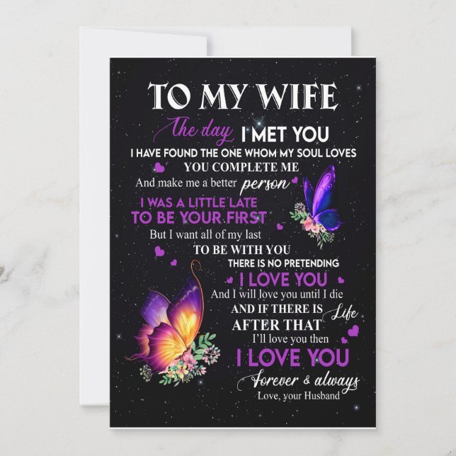 Invitación Regalos de esposas| Carta A Mi Esposa Del Esposo (Anverso)
