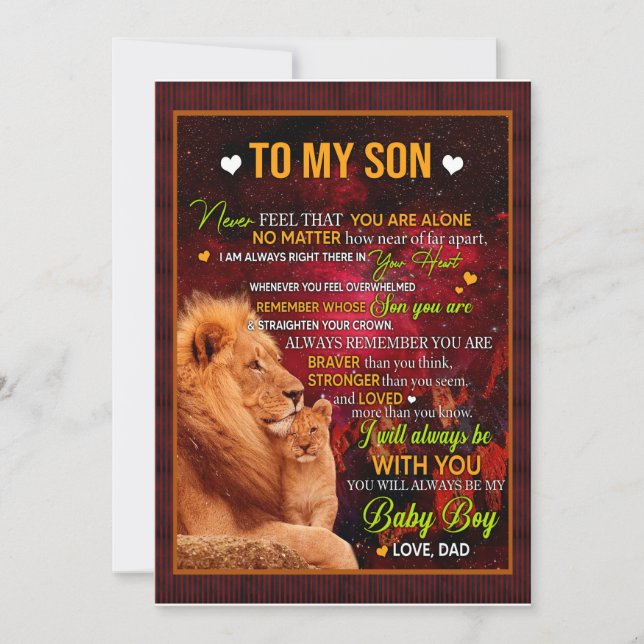 Invitación Regalos de hijo| Carta A Mi Hijo Amor De Papá (Anverso)