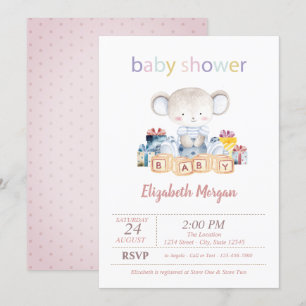 Invitación Regalos de osito de peluche Dots Baby Shower