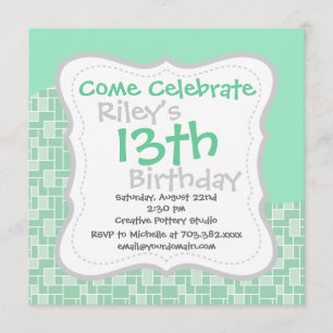 Invitación Regalos de patrón de mosaico de ondas verdes suave