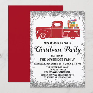 Invitación Regalos de Santa Rojo Fiesta Navideña Navidad Plat