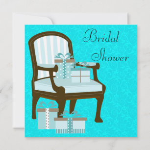 Invitación Regalos de silla de damasco azul turquesa para duc