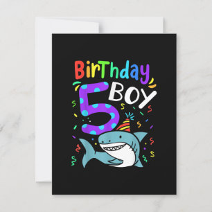 Invitación Regalos de tiburón de 5 años de cumpleaños