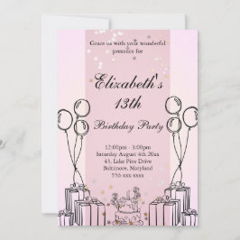 Invitación Regalos de torta cutánea Tema de cumpleaños Monocr