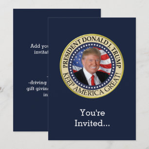 Invitación Regalos de Trump 2025 Presidente Donald Trump Amér