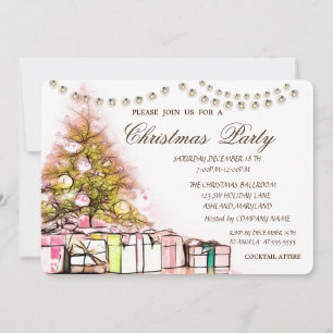Invitación Regalos del árbol de Navidad, Fiesta de Navidad co