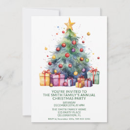 Invitación Regalos del árbol de Navidad Partido Verde