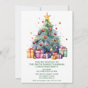 Invitación Regalos del árbol de Navidad Partido Verde
