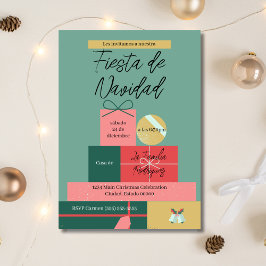 Invitación Regalos Festivos Retro Españoles Fiesta de Navidad