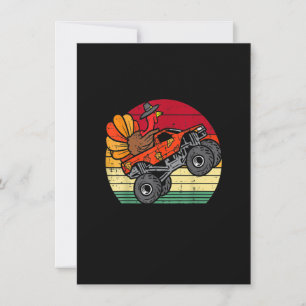 Invitación Regalos Niños Camión Monstruo Pavo Atardecer Retro