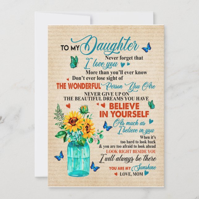 Invitación Regalos para hijas | Carta a mi hija de mamá (Anverso)