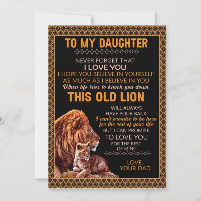 Invitación Regalos para la hija | Carta A Mi Hija De Papá (Anverso)