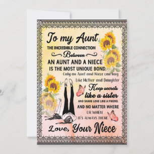 Invitación Regalos para tías Carta a mi tía querida de mi s