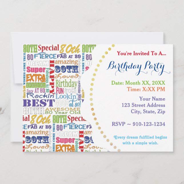 Invitación Regalos Únicos Y Especiales De La Fiesta De Cumple (Anverso)