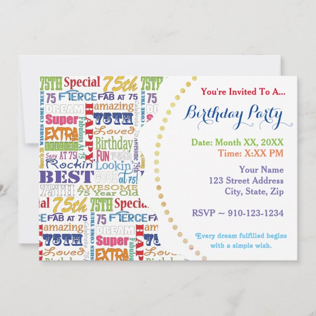 Invitación Regalos Únicos Y Especiales De La Fiesta De Cumple (Anverso)