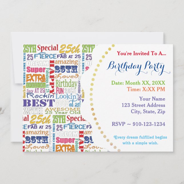 Invitación Regalos Únicos Y Especiales De La Fiesta De Cumple (Anverso)