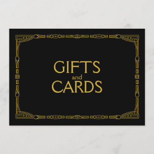 Invitación "Regalos y Tarjetas" Letrero de Boda con Estilo Ar