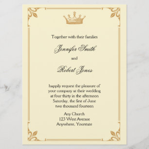 Invitación Regencia de la corona en oro y Boda de marfil