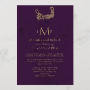 Invitación Regencia del Pavo Real en Aniversario de Boda Mora