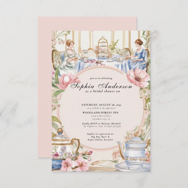 Invitación regencia Florals Bridgerton Bridal Shower (Anverso / Reverso)
