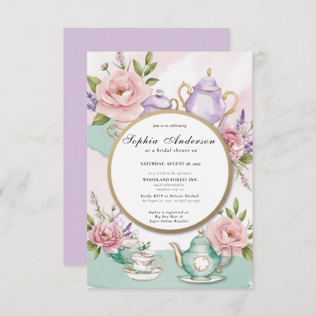Invitación regencia Florals Bridgerton Bridal Shower (Anverso / Reverso)