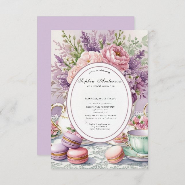 Invitación regencia Florals Bridgerton Bridal Shower (Anverso / Reverso)
