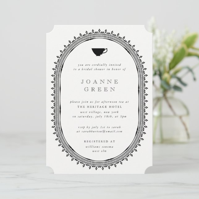 Invitación Regency Afternoon Tea Bridal/Wedding Shower (Anverso de pie)