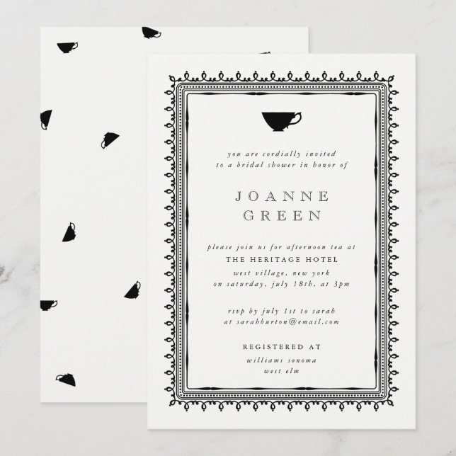 Invitación Regency Afternoon Tea Bridal/Wedding Shower (Anverso / Reverso)