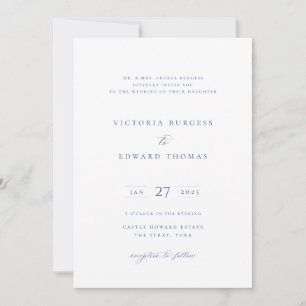 Invitación Regency Blue Floral Formal Boda