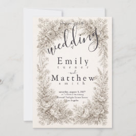 Invitación Regency Botanical Engraving Wedding