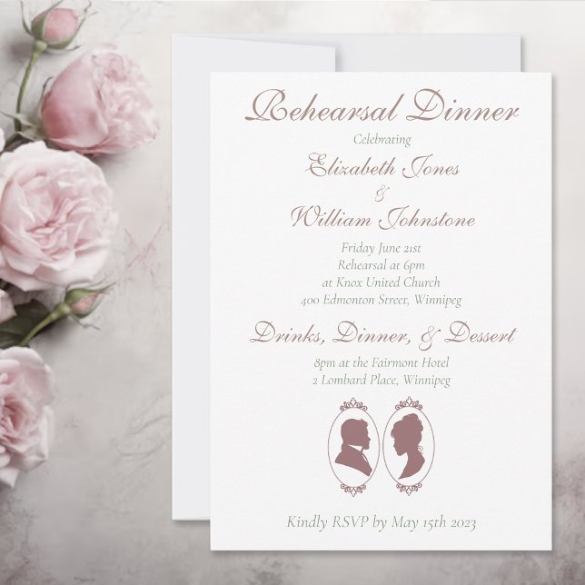 Invitación Regency Bridgerton Pink Roses Cameos (Subido por el creador)
