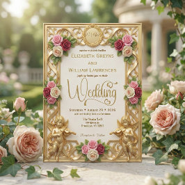 Invitación Regency Era Garden Cherub Monogram Wedding