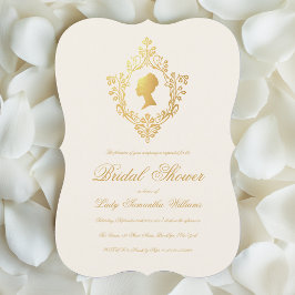 Invitación Regency Ivory Faux Gold Ornate Escudo Bridal Showe