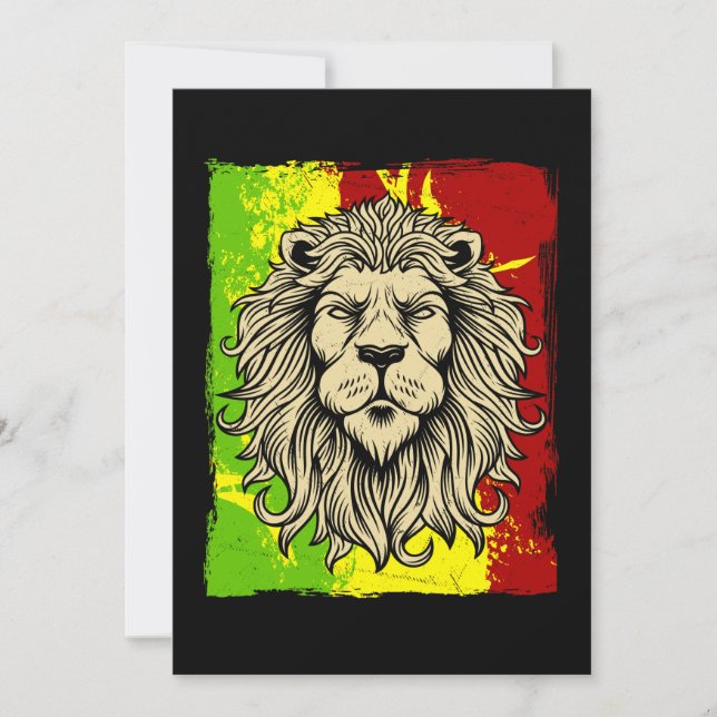 Invitación Reggae Jamaican Lion Rasta African (Anverso)