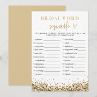 REGINA Gold Sequins Bridal Shower Word Scramble
