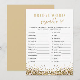 Invitación REGINA Gold Sequins Bridal Shower Word Scramble