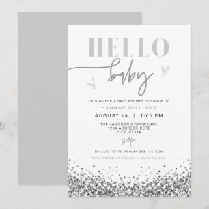 Invitación REGINA Hello Baby Secuencia de Plata para Baby Sho
