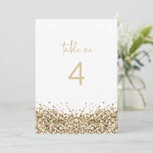 Invitación REGINA lentejuelas doradas amarillas Número de mes